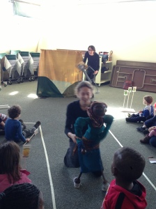 Genna performs Granny Annika in the story 'Anansi and the Dancing Granny.'