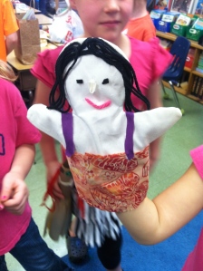 A hand puppet created by a student. 